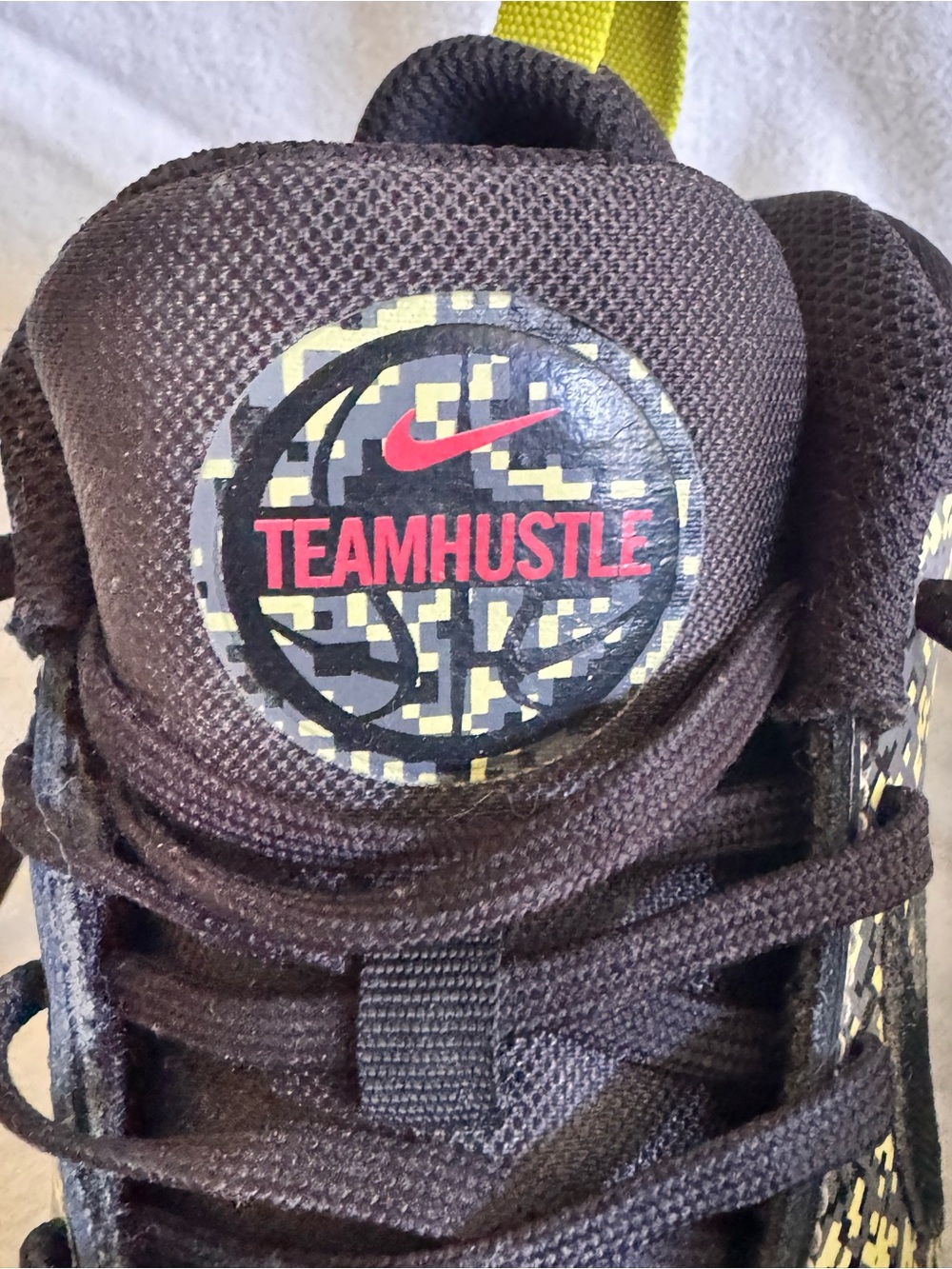 Nike Kids' Gray, Black and Yellow High-Top Sneakers. Used once - Picture 7 of 9